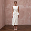 Mid-Century Modern Cream Satin Cocktail Bridal Dress for Engagement