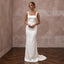 Minimalist Alabaster Satin Square Neck Column Gown for City Hall