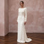 Minimalist Cream Stretch Wool Crepe Long Sleeve Bridal Gown for City Hall