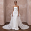 Minimalist Ivory Silk Crepe Strapless Column Gown with Watteau Train