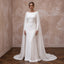 Minimalist Ivory Stretch Jersey Column Gown with Watteau Chiffon Train
