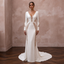 Minimalist Nude Lace-Paneled Crepe Gown for Second Marriage