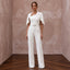 Minimalist Off-White Seamed Crepe Bridal Jumpsuit for City Hall