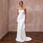 Minimalist Pure White Stretch Silk Bandeau Neckline Maxi Dress