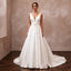 Minimalist Satin Ball Gown Wedding Dress with V - Neck - Apparel & Accessories > Clothing > Wedding & Bridal Party Dresses > Wedding Dresses - Mignonette Bridal