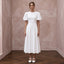 Minimalist Soft White Cotton Poplin Puff Sleeve Midi Elopement Dress