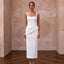Minimalist White Organic Cotton Ribbed Midi Wedding Dress for City Hall