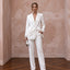 Minimalist White Stretch Crepe Tailored Suit with Oversized Blazer