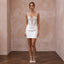 Modern Cream Stretch Sateen Corset Bridal Mini Dress for After-Party