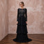 Modest Black Georgette Tiered Long Sleeve Evening Maxi Dress - Apparel & Accessories > Clothing > Wedding & Bridal Party Dresses > Wedding Dresses - Mignonette Bridal