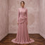 Modest Dusty Rose Chiffon High Neck Pleated Skirt Formal Gown - Apparel & Accessories > Clothing > Wedding & Bridal Party Dresses > Wedding Dresses - Mignonette Bridal