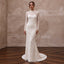 Modest Ivory Floral Lace Overlay High Neck Column Bridal Dress