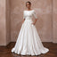 Modest Pearl White Mikado A-Line Bridal Dress with Pockets