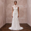 Modest Pearl White Tulle Overlay High Neck Column Bridal Dress