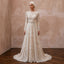 Muslim Lace Wedding Dress with Long Sleeves and A-Line Silhouette