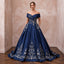 Navy Blue Taffeta Ball Gown with Pockets for Formal Banquet - Apparel & Accessories > Clothing > Wedding & Bridal Party Dresses > Wedding Dresses - Mignonette Bridal
