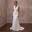 Petite Crepe Sheath Wedding Dress with V-Neck