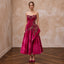 Petite Fuchsia Pink Velvet Ruched Bodice Strapless Party Dress