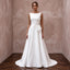 Petite Pure White Mikado Silk Bateau Neckline A-Line Dress