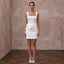 Petite White Stretch Crepe Square Neck Bodycon Mini Dress for After-Party