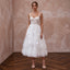 Playful White Tulle Tea-Length Wedding Dress for Rehearsal Dinner