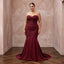 Plus Size Burgundy Heavy Matte Satin Sweetheart Mermaid Dress with intricate detailing, perfect for formal occasions.