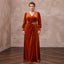 Plus Size Burnt Orange Velvet Wrap Maxi Dress for Autumn Banquet