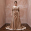 Plus size champagne heavy velvet bridal gown with draped bodice and elegant detailing, perfect for winter weddings.