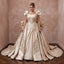 Plus Size Champagne Mikado Silk Ball Gown with Detachable Train