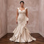 Plus Size Champagne Taffeta Ruched Bodice Mermaid Wedding Dress