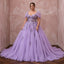 Plus Size Lilac Purple Tulle Embellished Ball Gown