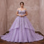Plus Size Lilac Purple Tulle Embellished Ball Gown