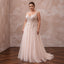 Plus Size Soft Blush Tulin Draped Wrap Wedding Dress