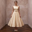 Retro Champagne Satin Swing Bridal Dress for Vow Renewal Party - Apparel & Accessories > Clothing > Wedding & Bridal Party Dresses > Wedding Dresses - Mignonette Bridal