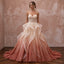 Romantic Blush Ombre Tulle Strapless Ball Gown for Outdoor Ceremony