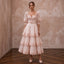 Romantic Blush Organza Tea-Length Bridal Gown for Bridal Shower
