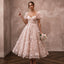 Romantic Blush Organza Tea - Length Dress for Bridal Shower - Apparel & Accessories > Clothing > Wedding & Bridal Party Dresses > Wedding Dresses - Mignonette Bridal