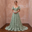 Romantic Sage Green Floral Lace Bridal Gown for Botanical Elopement - Apparel & Accessories > Clothing > Wedding & Bridal Party Dresses > Wedding Dresses - Mignonette Bridal
