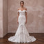 Romantic White Alençon Lace Off-the-Shoulder Mermaid Dress