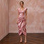 Rose Pink Floral Jacquard Midi Dress for Spring Garden Party