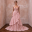 Rose Quartz Pink Pleated Chiffon Bridal Gown for Pink-Themed Reception