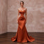 Rust Orange Heavy Satin Draped Cowl Back Evening Gown - Apparel & Accessories > Clothing > Wedding & Bridal Party Dresses > Wedding Dresses - Mignonette Bridal