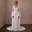 Rustic Lace Bridal Dress with Bell Sleeves for a Farm Wedding