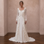 Scoop Neck Chiffon Wedding Dress with Long Sleeves - Apparel & Accessories > Clothing > Wedding & Bridal Party Dresses > Wedding Dresses - Mignonette Bridal