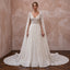 Seraphic Ivory Sequin Tulle Caped Bridal Gown for Engagement Gala