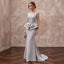 Silver Grey Heavy Crepe Peplum Bodice Trumpet Evening Gown - Apparel & Accessories > Clothing > Wedding & Bridal Party Dresses > Wedding Dresses - Mignonette Bridal