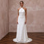 Simple White Linen Halter Bridal Dress for Post-Wedding Beach Brunch