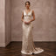 Sleek Champagne Stretch Silk Charmeuse Sheath for After - Party - Apparel & Accessories > Clothing > Wedding & Bridal Party Dresses > Wedding Dresses - Mignonette Bridal
