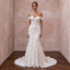 Soft White French Lace Off-the-Shoulder Fit-and-Flare Dress for Garden Vows