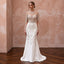 Sophisticated Nude Illusion Long Sleeve Fit-and-Flare Wedding Gown for Gala